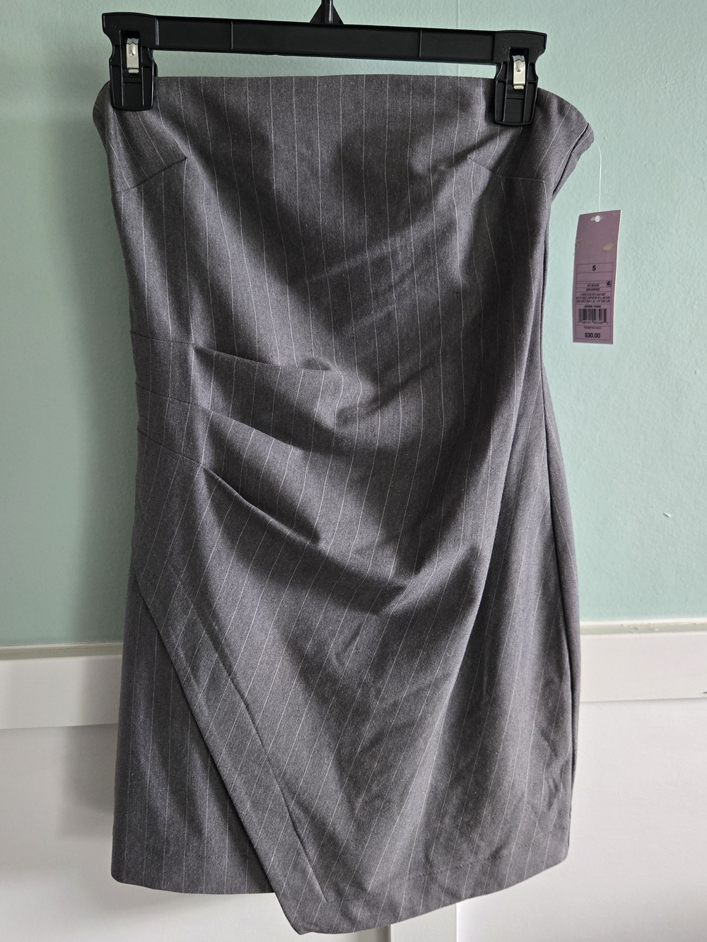 Wild Fable Size Small Strapless Pin Stripe Mini Dress Drape Front Tailored Waist